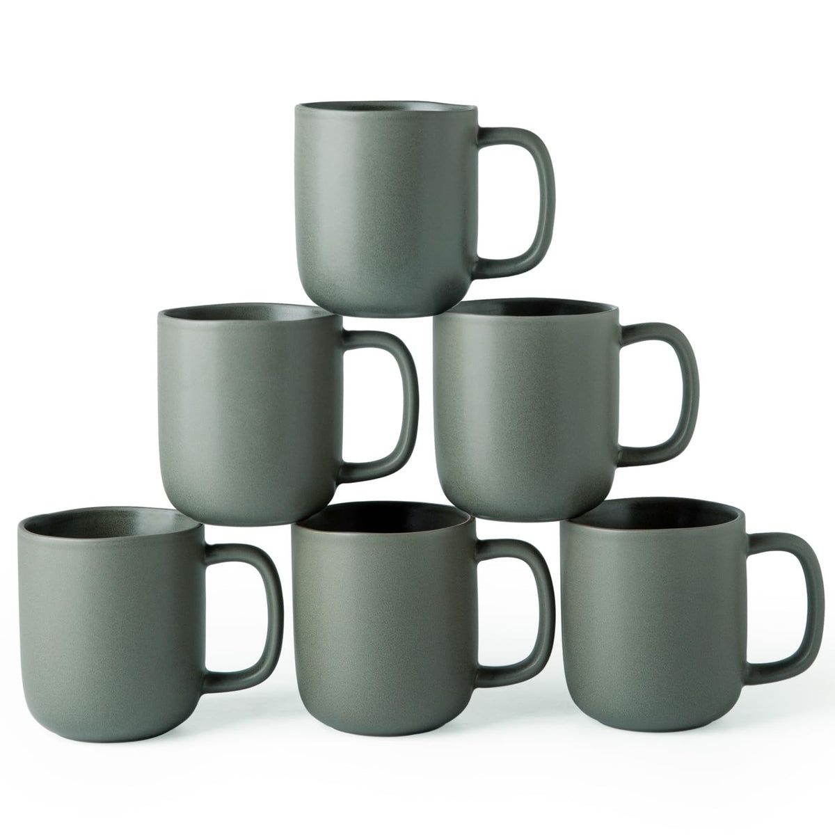 Powoo 14oz Ceramic Coffee Mugs – Set of 6, Reactive Glaze