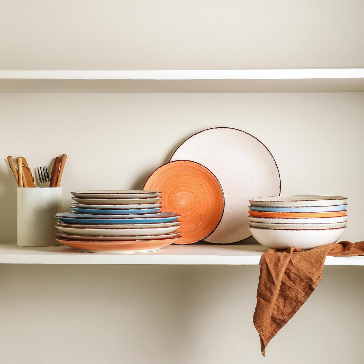 Powoo Ceramic Dinner Plates – Set of 6, 10.5 Inch, Blue