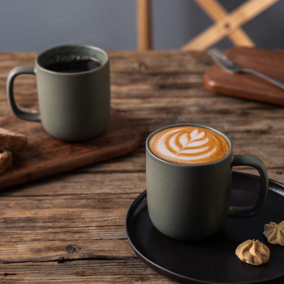 Powoo 14oz Ceramic Coffee Mugs – Set of 6, Reactive Glaze