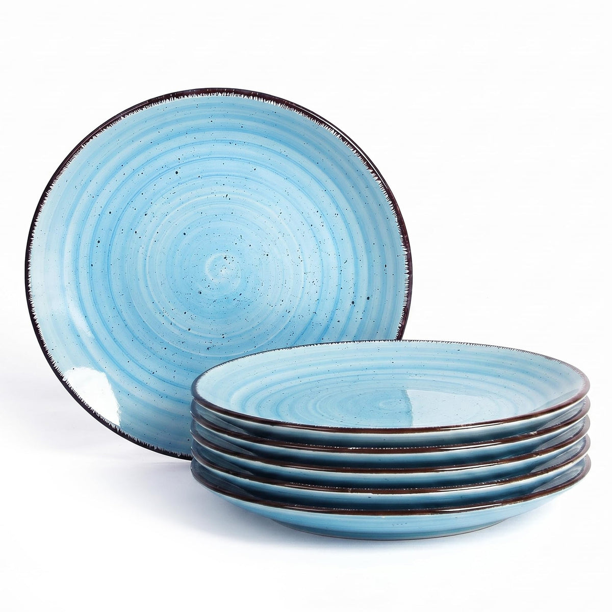 Powoo Ceramic Dinner Plates – Set of 6, 10.5 Inch, Blue