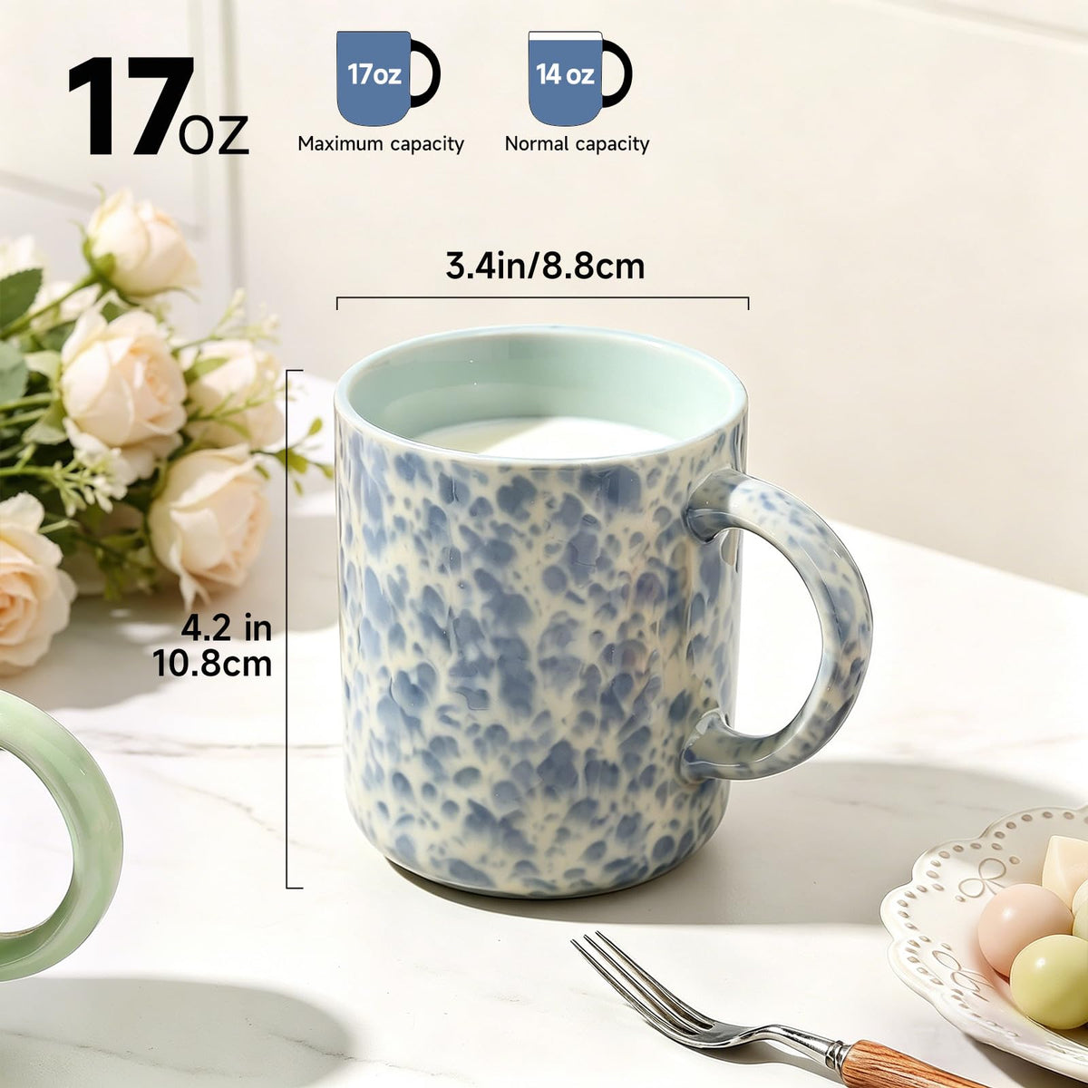 Powoo 17oz Ceramic Coffee Mugs – Set of 4