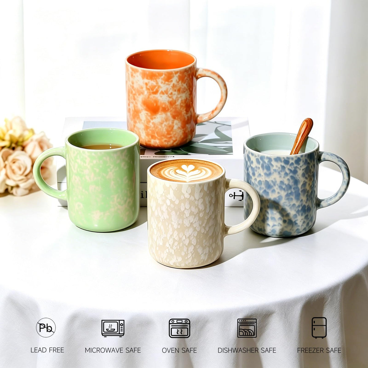 Powoo 17oz Ceramic Coffee Mugs – Set of 4