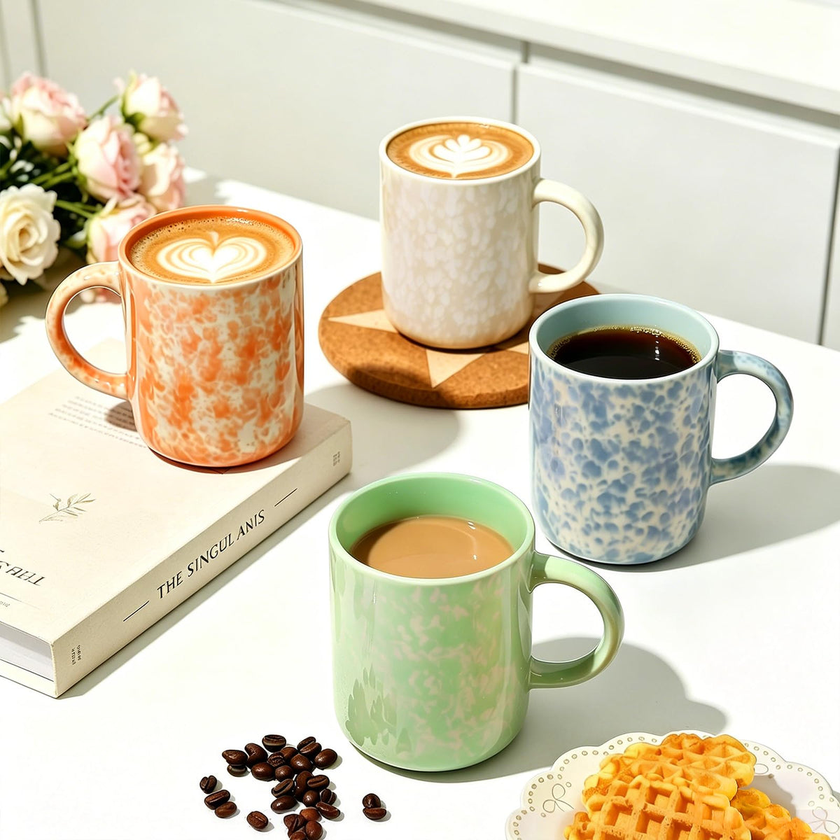 Powoo 17oz Ceramic Coffee Mugs – Set of 4