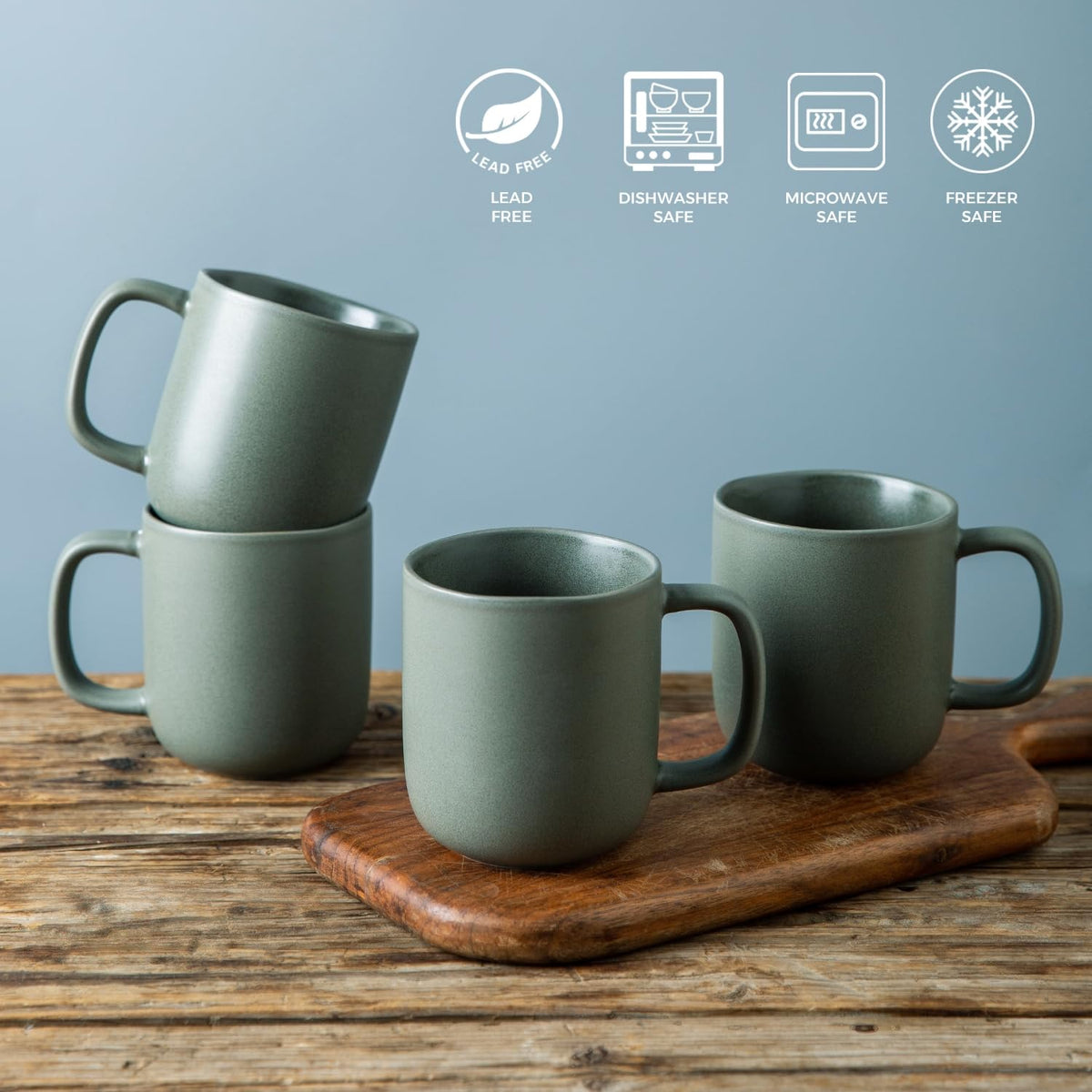 Powoo 14oz Ceramic Coffee Mugs – Set of 6, Reactive Glaze