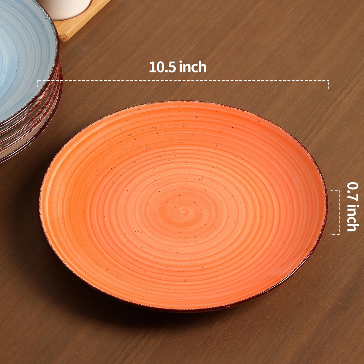 Powoo Ceramic Dinner Plates – Set of 6, 10.5 Inch, Blue