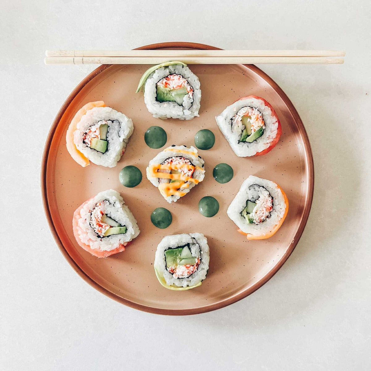 Powoo Ceramic Flat Plates – Set of 6, 8 Inch, Neutral Colors