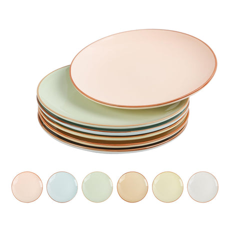 Okate Colorful Ceramic Dessert Plates – Set of 6, 8 Inch, Assorted Colors