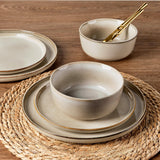 Okate Stoneware Dinnerware Set – Reactive Glaze, Service for 8